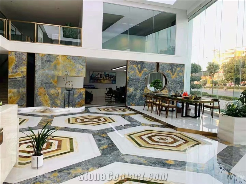 Afghanistan Black Jade Onyx Polished pattern Floor Tiles